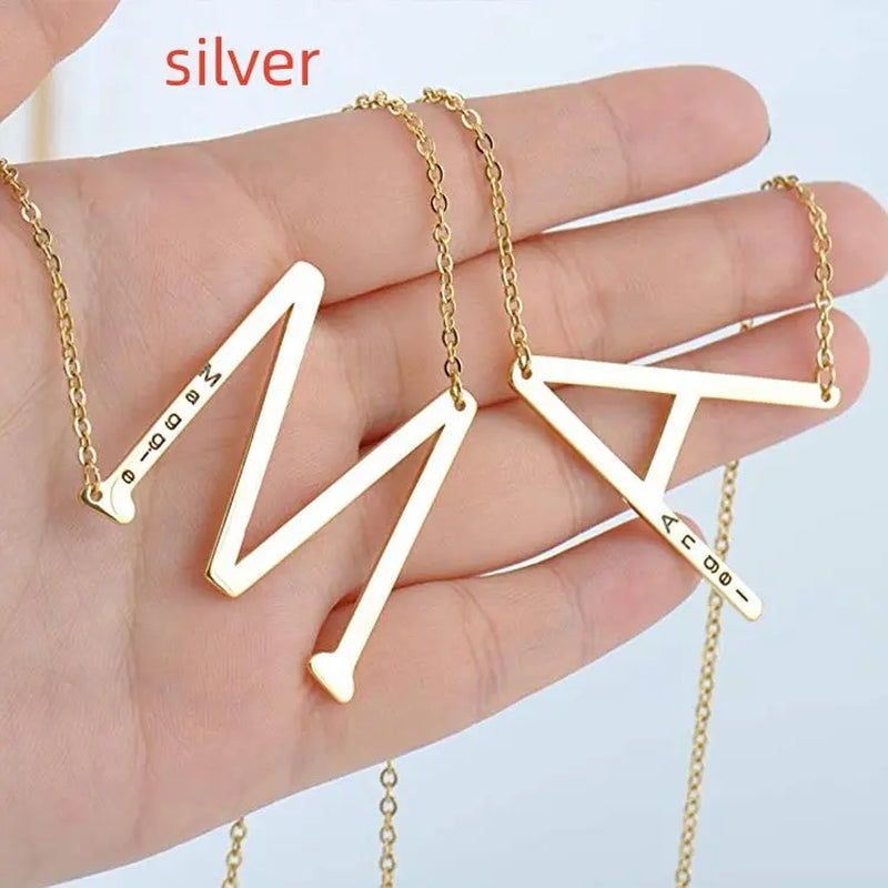 26 English Letter Pendant European Titanium Steel Necklace - Letter Pendant Necklace