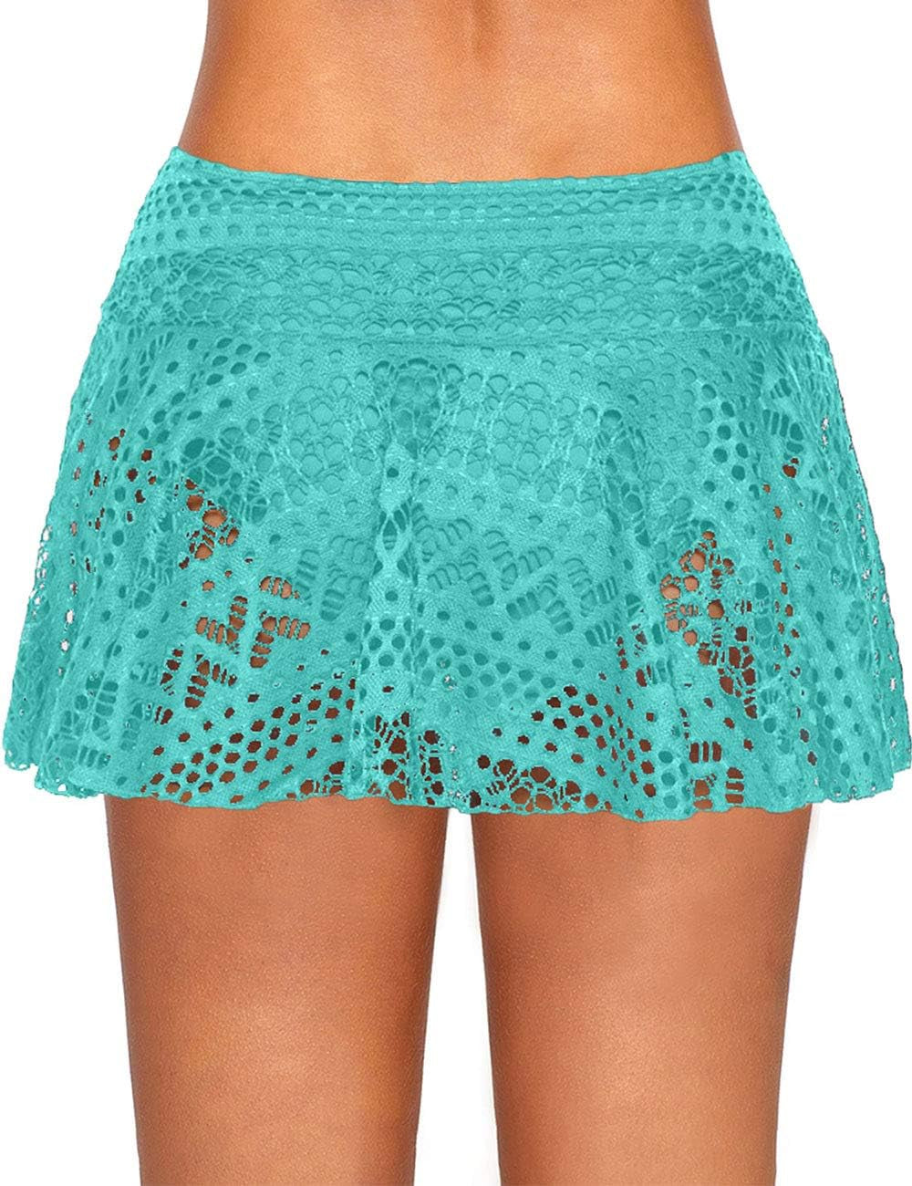 Women Crochet Lace Bikini Bottom Swim Skirt Solid Swimsuit Short S-XXL