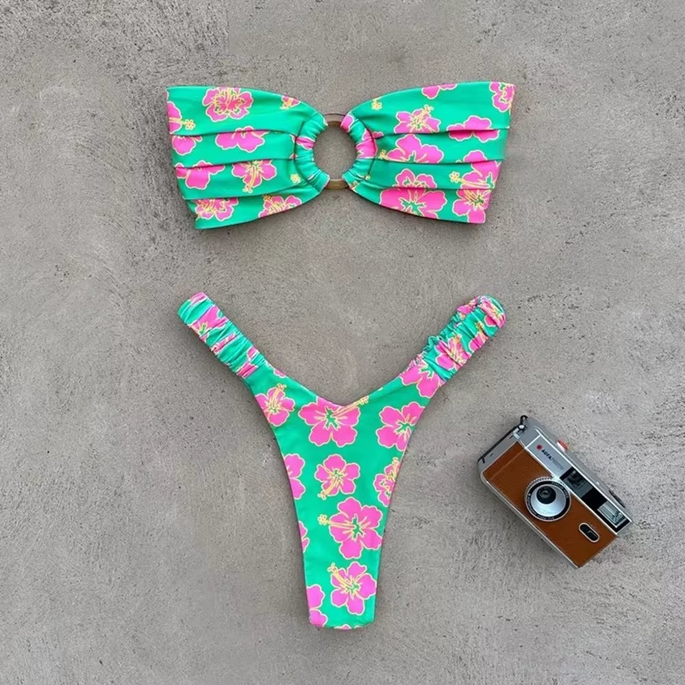 Micro Bikini Push up Women Swimsuits 2025 Sexy Female Swimwear Brazilian Bikini Set Thong Biquini Swim Suits Print Beachwear