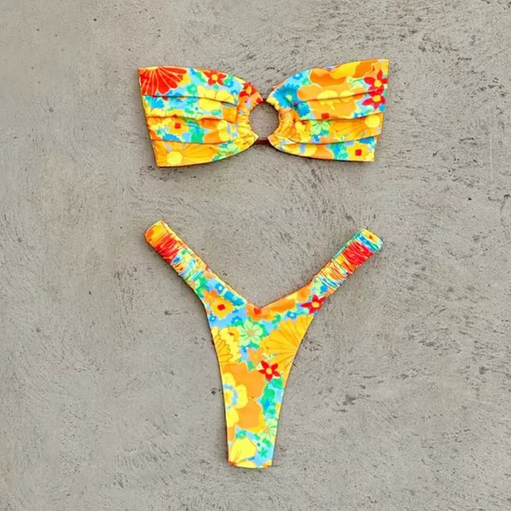 Micro Bikini Push up Women Swimsuits 2025 Sexy Female Swimwear Brazilian Bikini Set Thong Biquini Swim Suits Print Beachwear