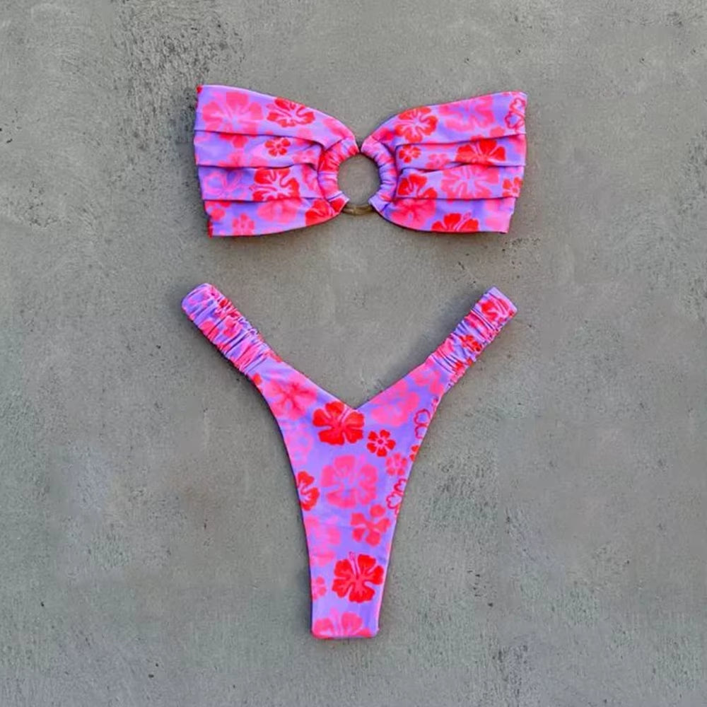 Micro Bikini Push up Women Swimsuits 2025 Sexy Female Swimwear Brazilian Bikini Set Thong Biquini Swim Suits Print Beachwear