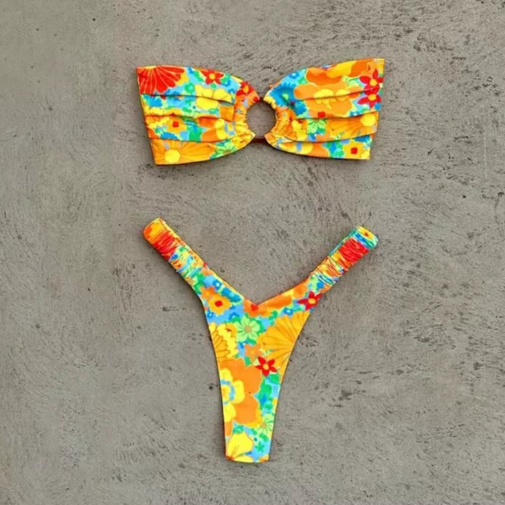 Micro Bikini Push up Women Swimsuits 2025 Sexy Female Swimwear Brazilian Bikini Set Thong Biquini Swim Suits Print Beachwear
