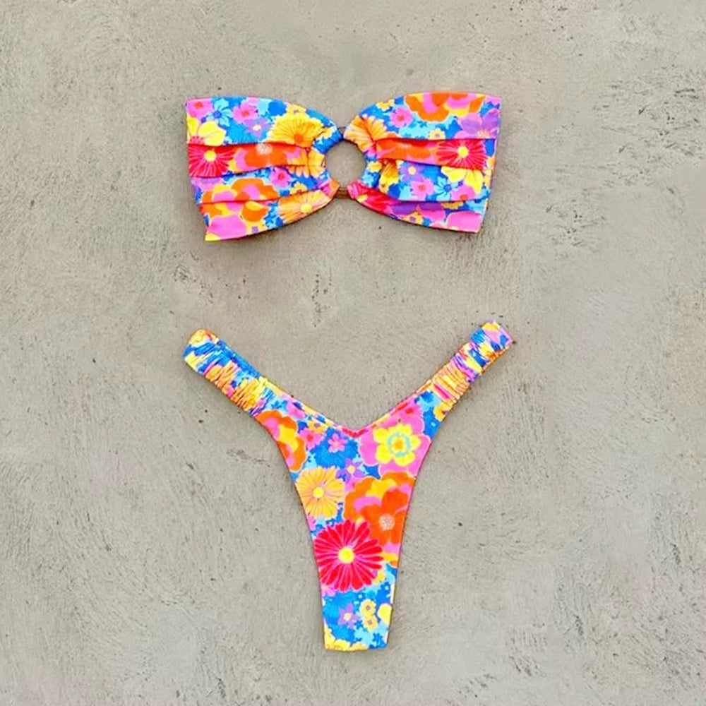 Micro Bikini Push up Women Swimsuits 2025 Sexy Female Swimwear Brazilian Bikini Set Thong Biquini Swim Suits Print Beachwear