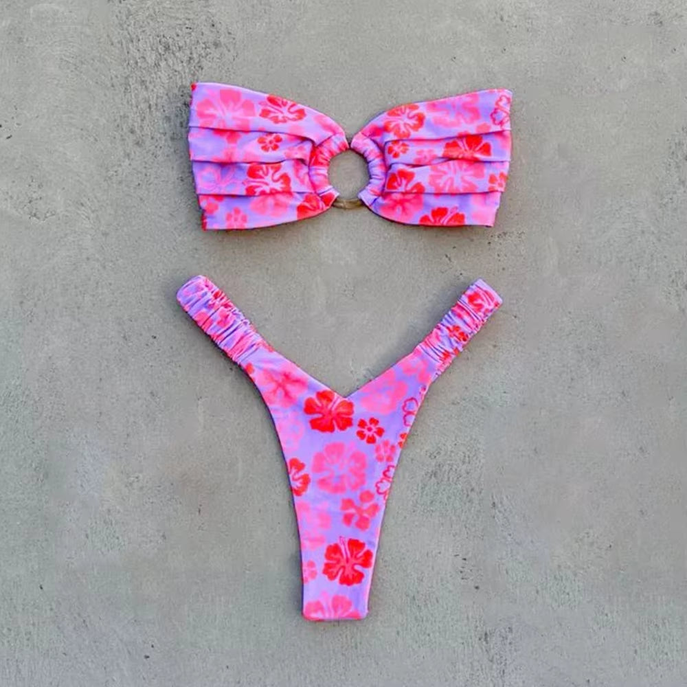 Micro Bikini Push up Women Swimsuits 2025 Sexy Female Swimwear Brazilian Bikini Set Thong Biquini Swim Suits Print Beachwear
