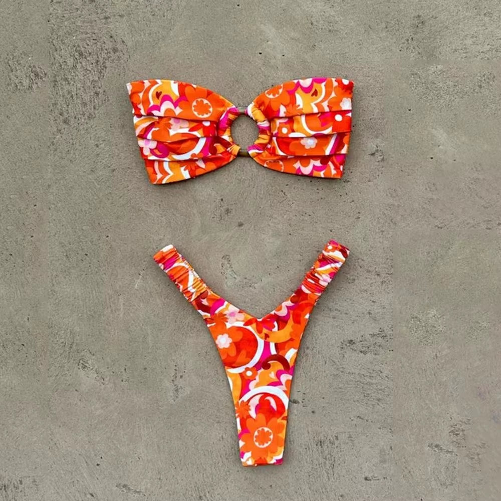 Micro Bikini Push up Women Swimsuits 2025 Sexy Female Swimwear Brazilian Bikini Set Thong Biquini Swim Suits Print Beachwear
