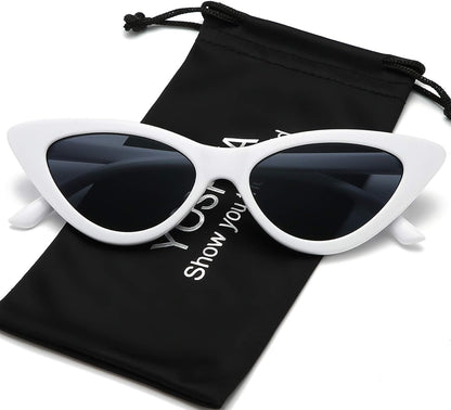 Retro Vintage Narrow Cat Eye Sunglasses for Women Clout Goggles Plastic Frame